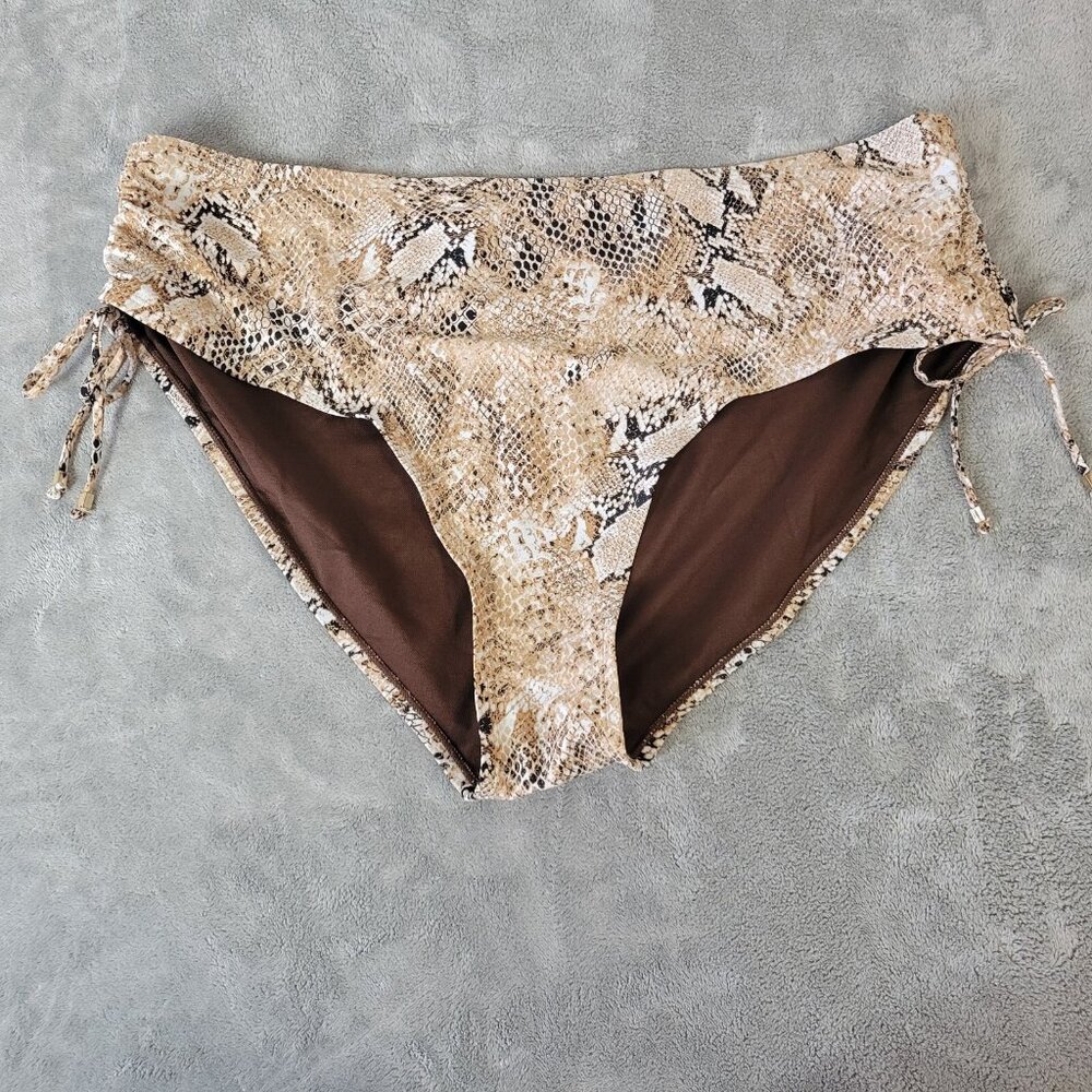 Time Tru Women Bikini Bottom 2X 20W 22W Plus New Tan Brown Animal Print ANI16XE